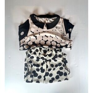 Set of 2 ELLE and Who What Wear Sleeveless Collar Tank Top Polka Dot Blouses Med